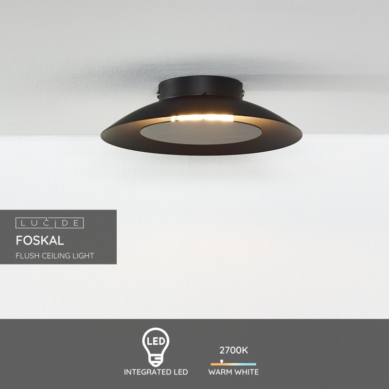 Lucide FOSKAL - Zapustené stropné svietidlo - Ø 21,5 cm - LED - 1x6W 2700K - Čierna
